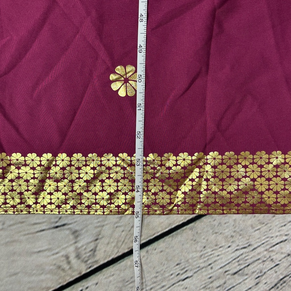 SHEIN Maroon Maxi Dress/Abaya with Gold Floral Accents - Picture 8 of 10